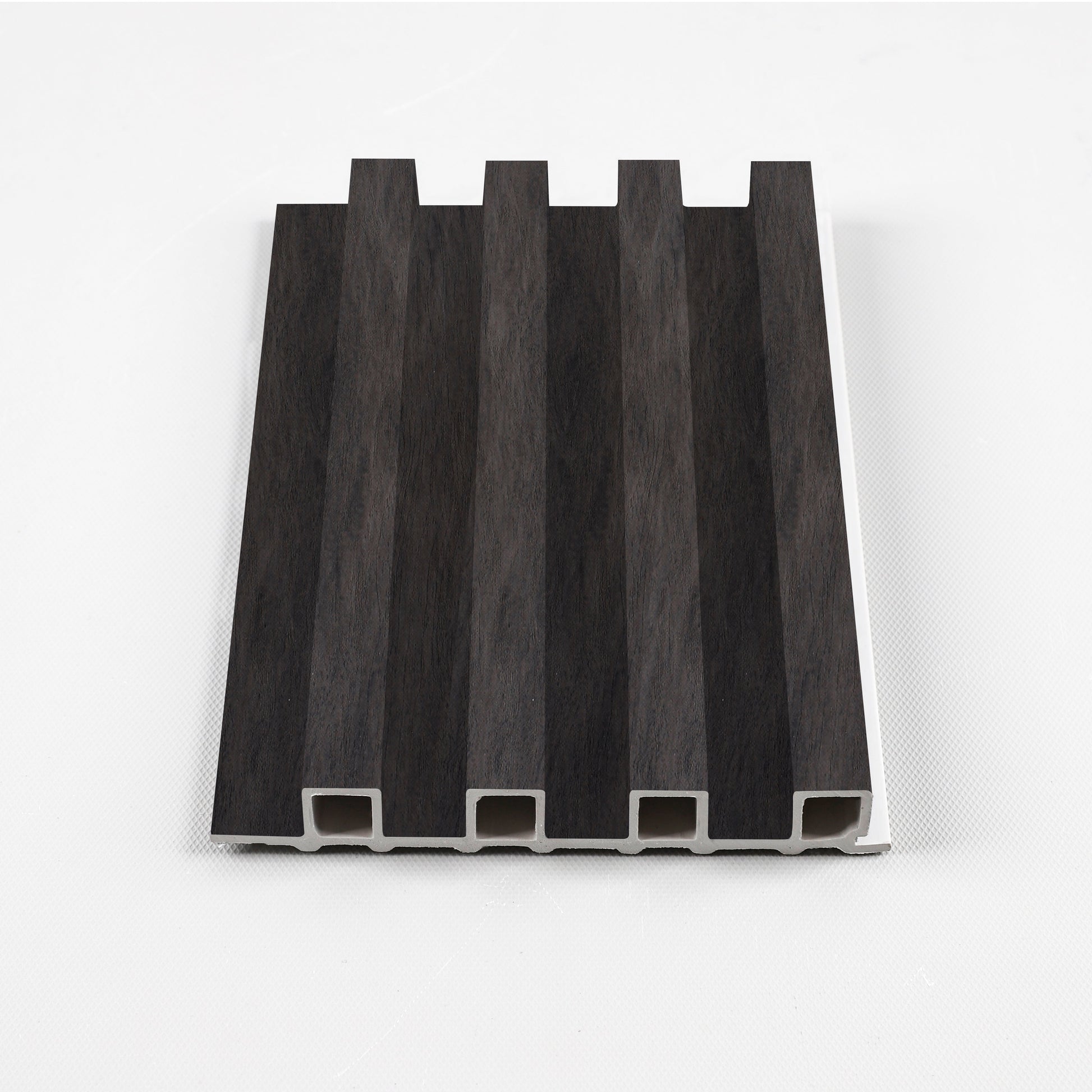 Dark Smoky Oak WPC Fluted 3D Wall Panels. New Era Wall Panels