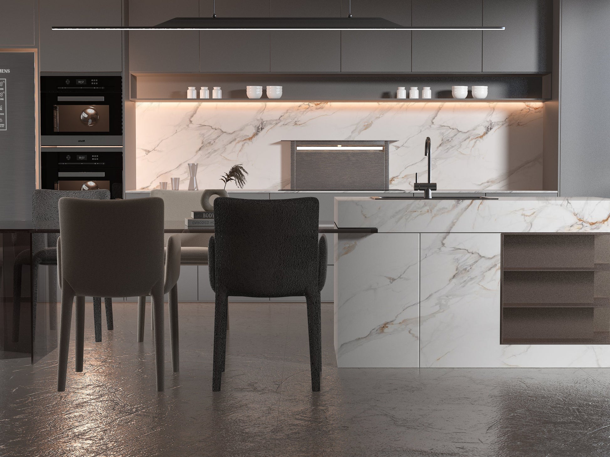 PVC 3D Marble Sheet Whitewave Azure. New Era Wall Panels. Kitchen Design From PVC Marble Sheets