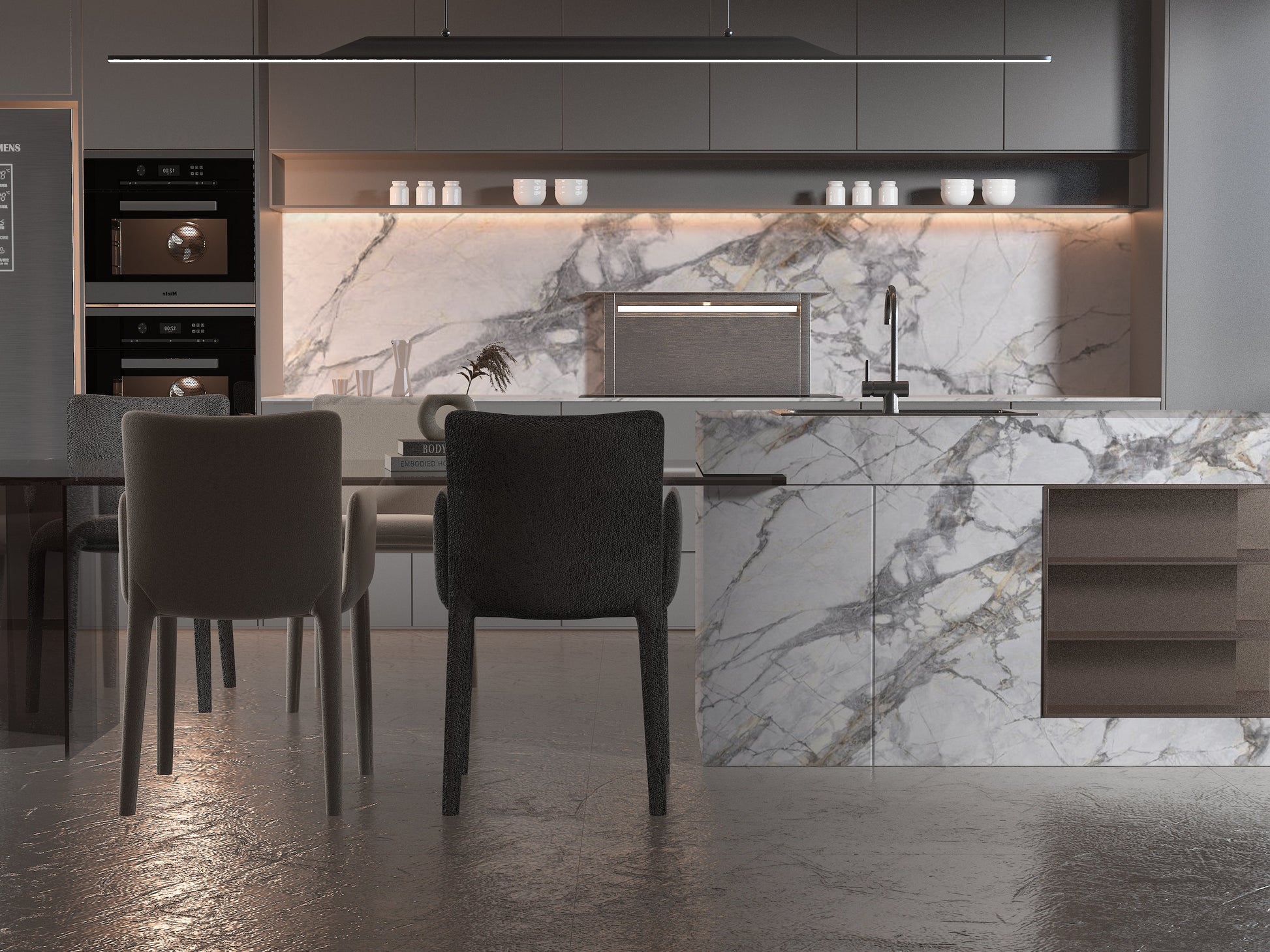 PVC 3D Marble Sheet Deep Veins. New Era Wall Panels. Kitchen Design From PVC Marble Sheets