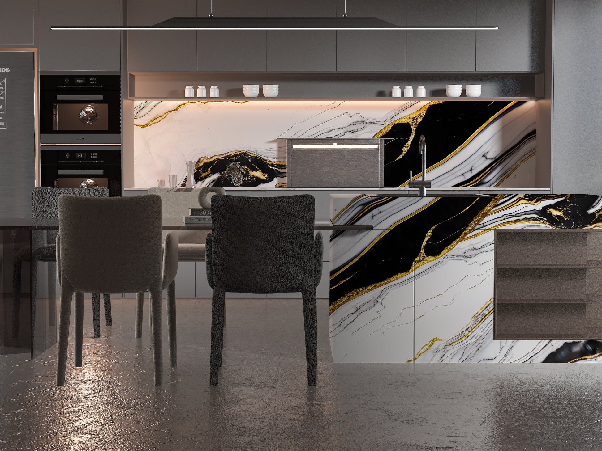 PVC 3D Marble Sheet Auric. New Era Wall Panels. Kitchen Design From PVC Marble Sheets