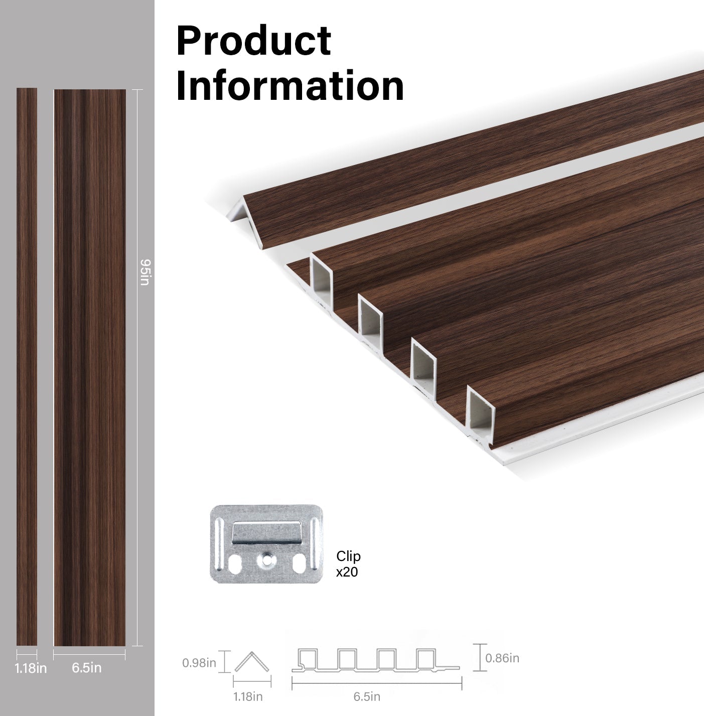 Dark Walnut WPC Fluted 3D Wall Panels Specifications. New Era Wall Panels