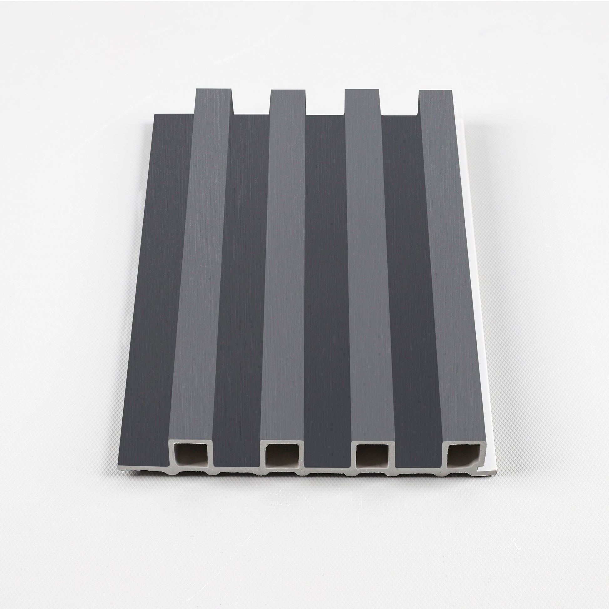 Silver Gray Metallic WPC Fluted 3D Wall Panels. New Era Wall Panels