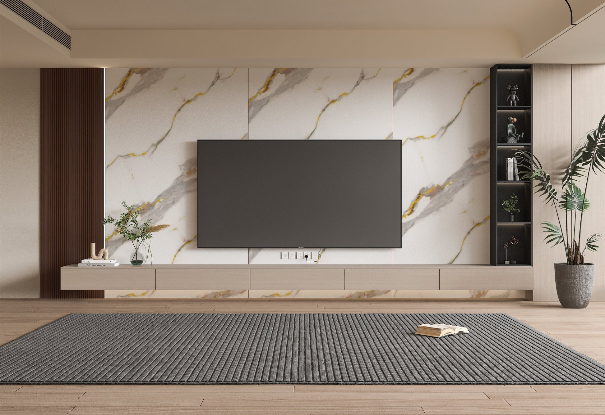 PVC 3D Marble Sheet Silver Stream. New Era Wall Panels. Tv Wall Design
