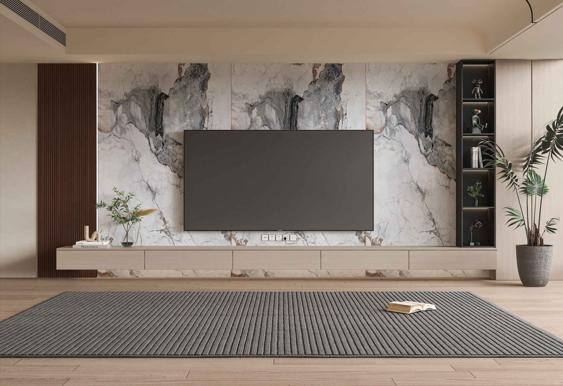 PVC 3D Marble Sheet Blue-Brown Veined. New Era Wall Panels. Tv Wall Design