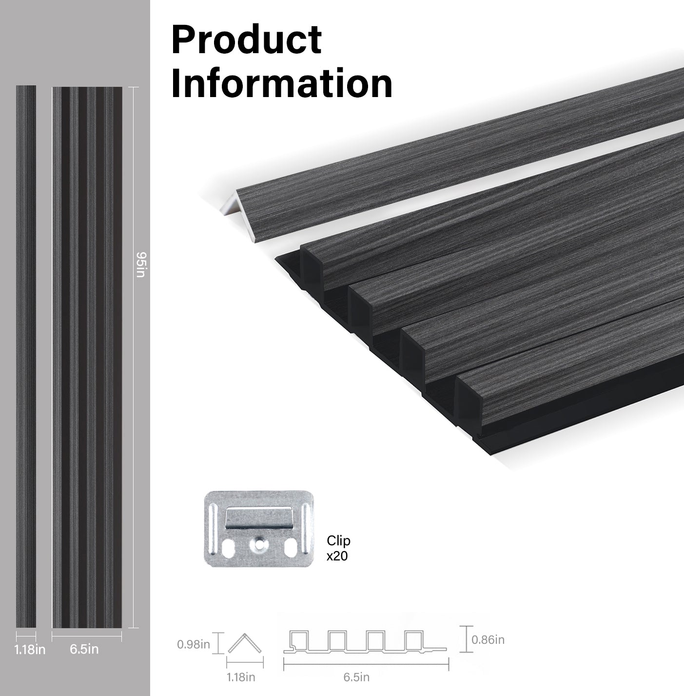 Carborn Gray WPC Fluted 3D Wall Panels Specifications. New Era Wall Panels
