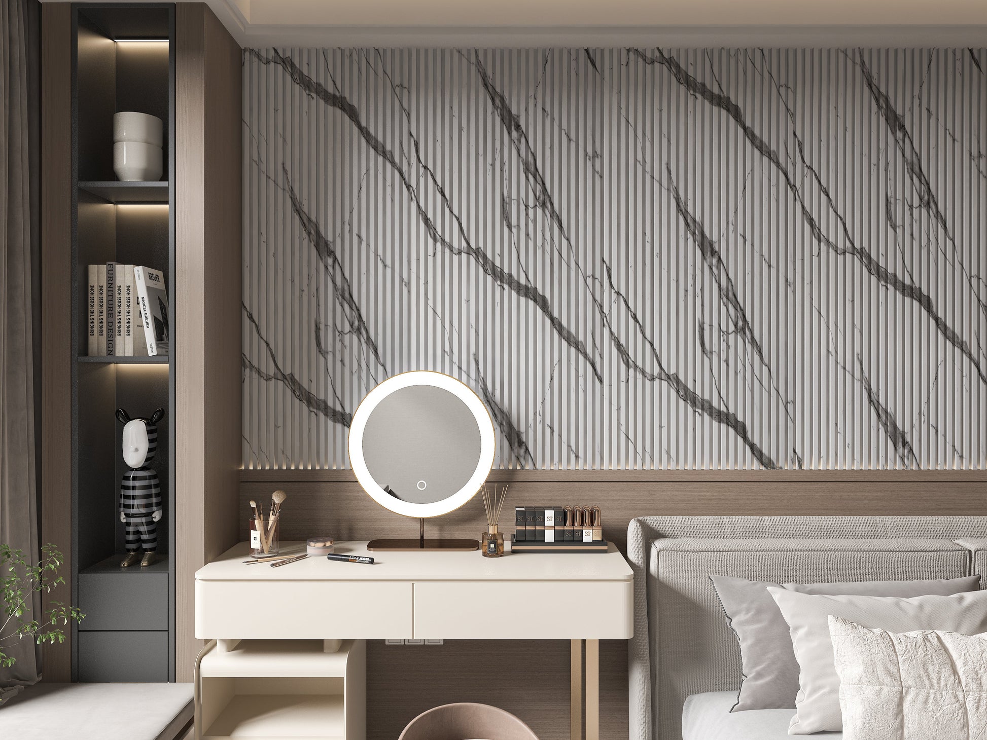 Gray Vain WPC Fluted 3D Wall Panels. New Era Wall Panels. Living Room Design With WPC Fluted Wall Panels