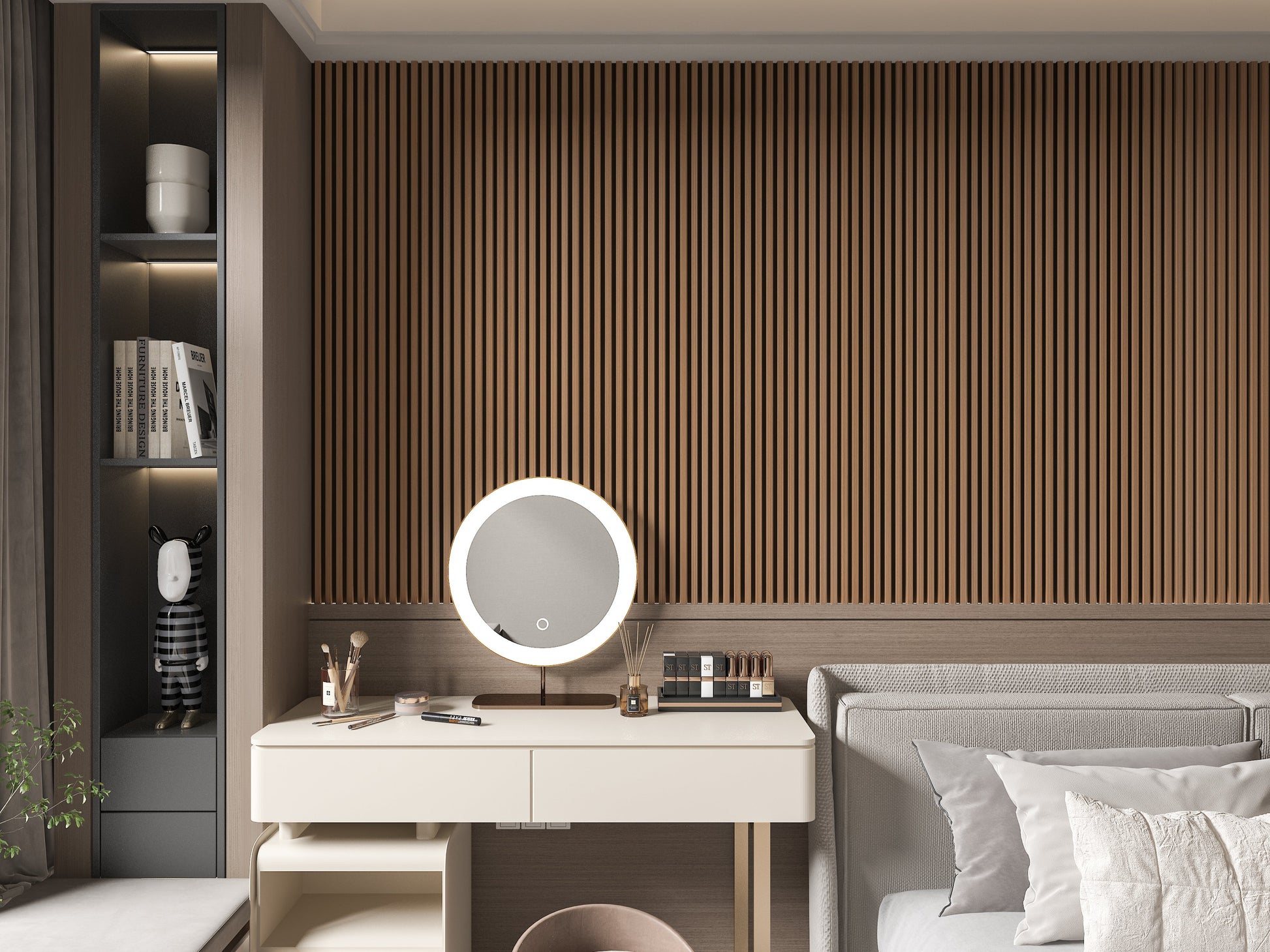 Maple Slate Black WPC Fluted 3D Wall Panels. New Era Wall Panels. Bedroom Wall Design