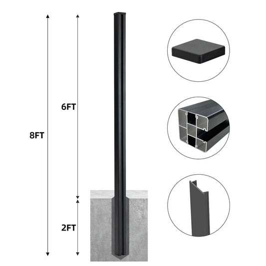 8 Ft In-Ground Fence Post - Set of 1 (Pour Installation)