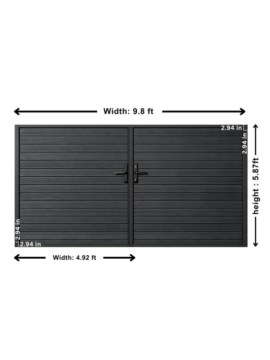 modern black aluminum privacy gate 10x6 heavy duty double swing