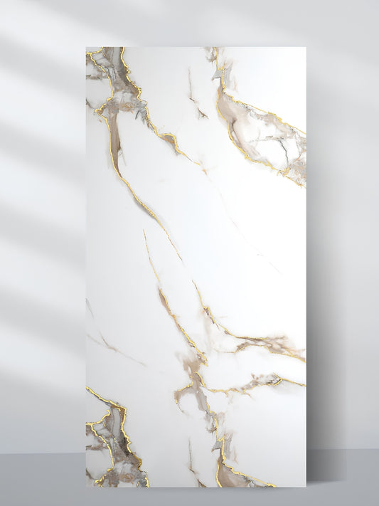 Calacatta Oro Gold Marble UV Protected PVC Wall Panel - 4x8 ft, Fireproof & Waterproof (32 sq. ft)