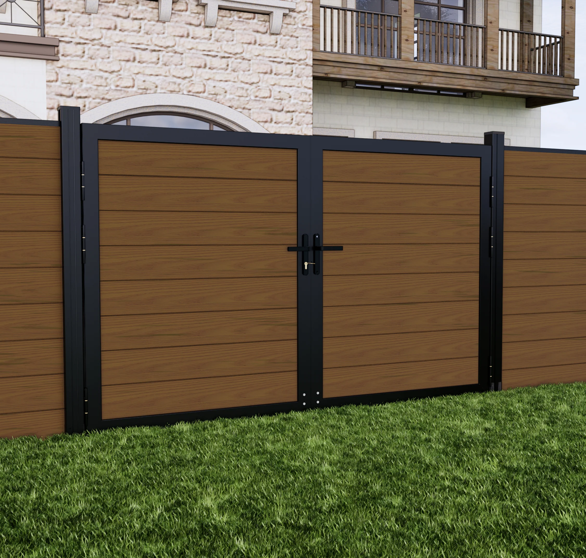 Safety 10 ft. W x 6 ft. H Composite Panel Fence Gate - New Era Wall Panels
