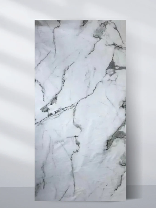 White Gray Pearl Marble UV Protected PVC Wall Panel - 4x8 ft, Fireproof & Waterproof, (32 sq. ft)