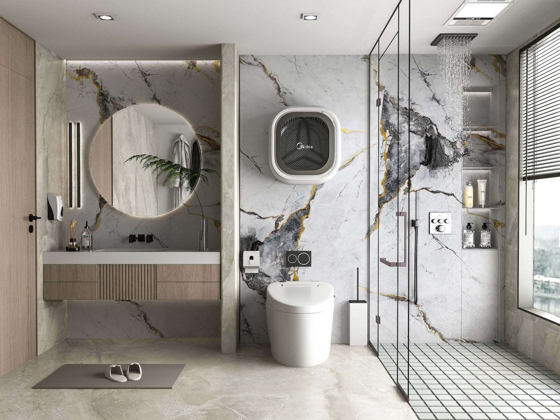 PVC 3D Marble Sheet Royal Glacier Gold. New Era Wall Panels. Bathroom Design From PVC Marble Sheets