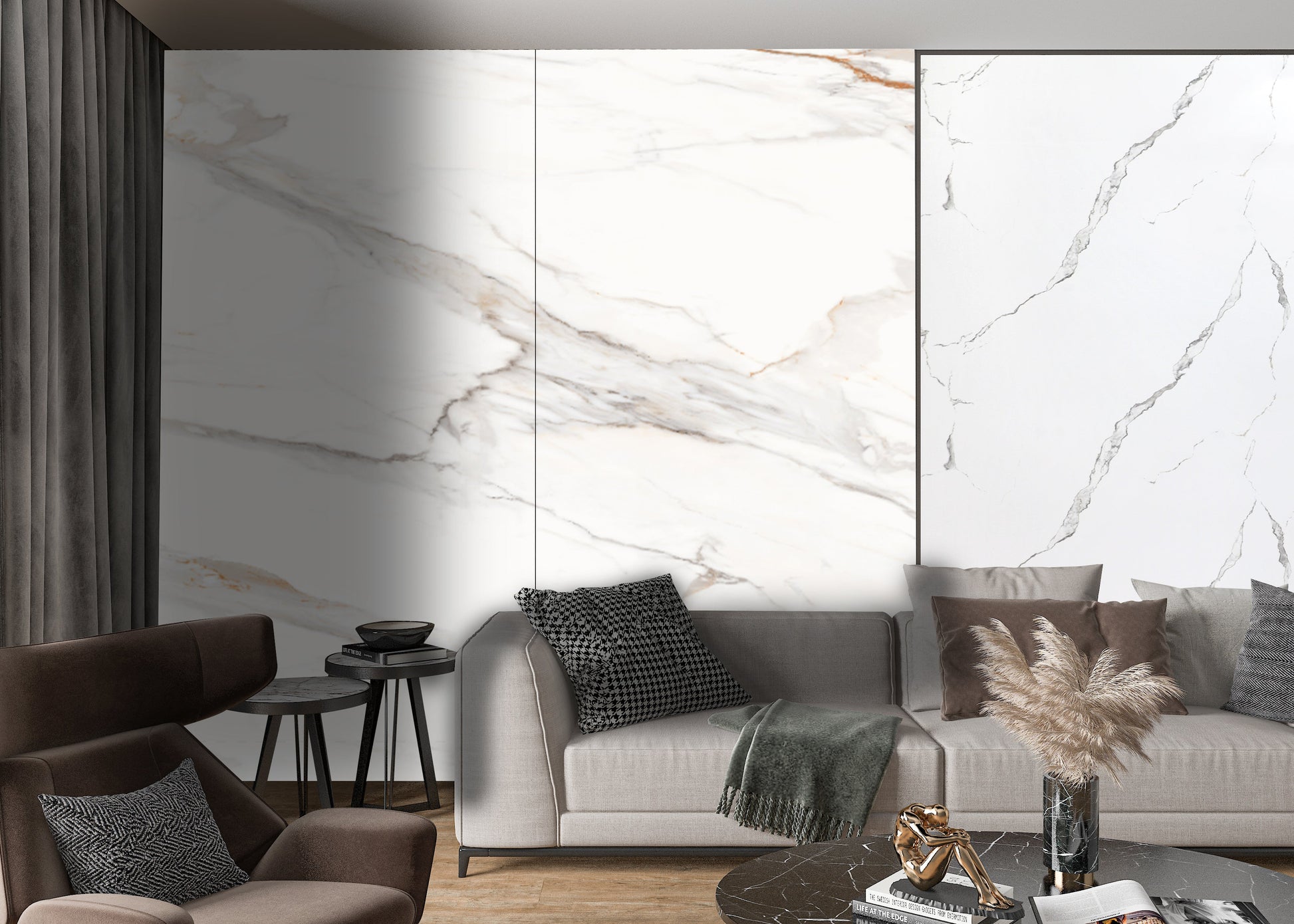 Amber Vein Luxury Marble Veneer Wall Panels - Seamless Connection | Book Match Design - New Era Wall Panels