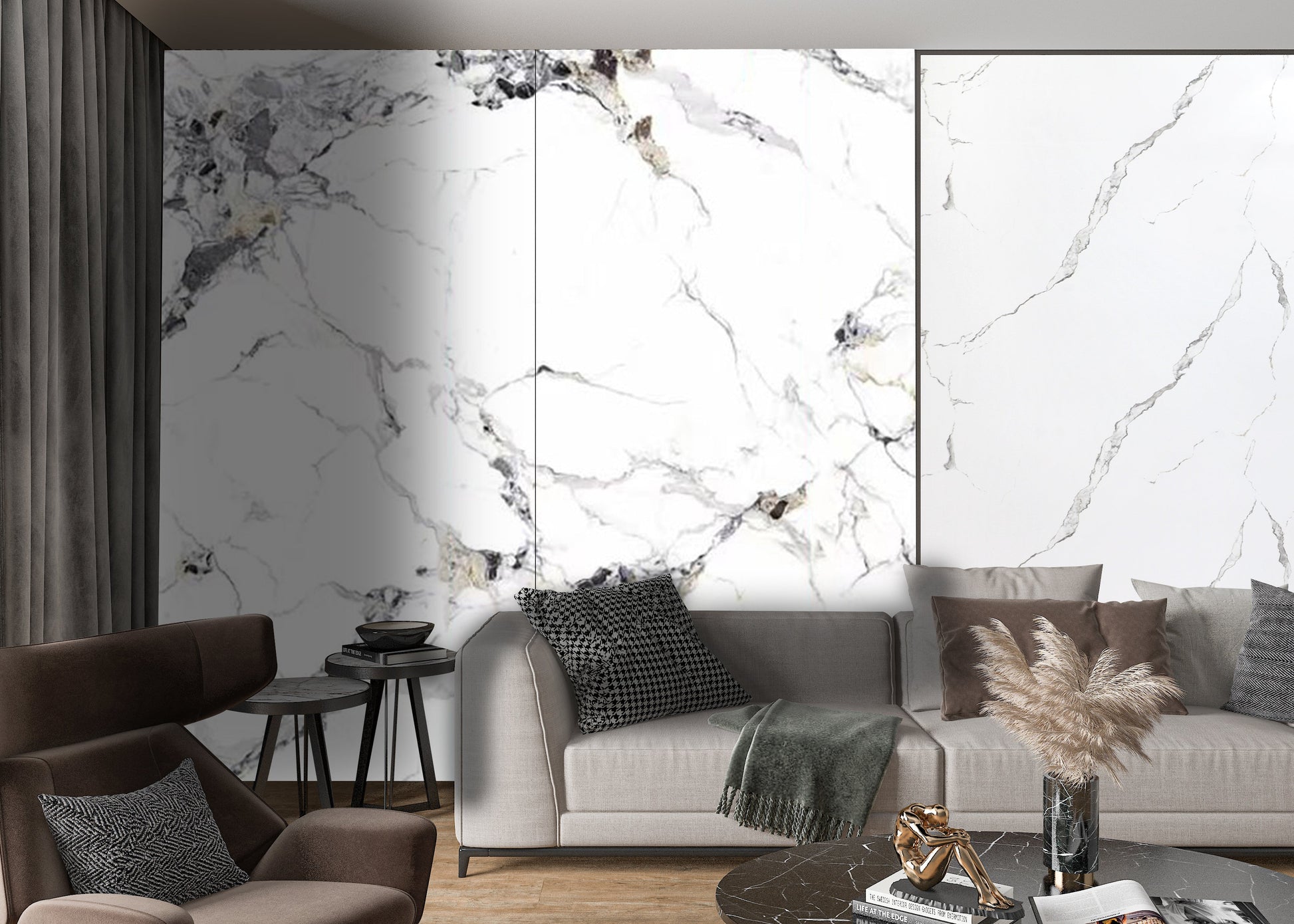Glacier Vein Luxury Marble Veneer Wall Panels - Seamless Connection - New Era Wall Panels