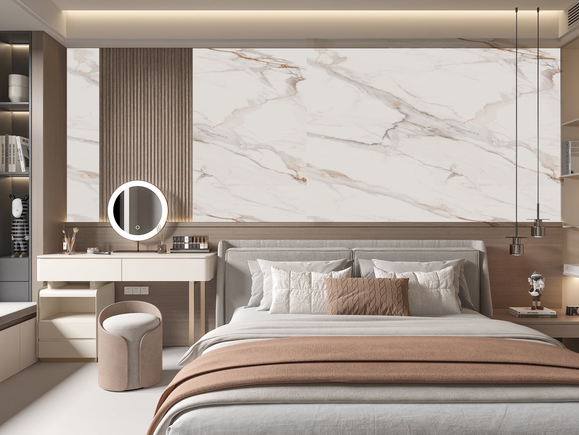 Amber Vein Luxury Marble Veneer Wall Panels - Seamless Connection | Book Match Design - New Era Wall Panels