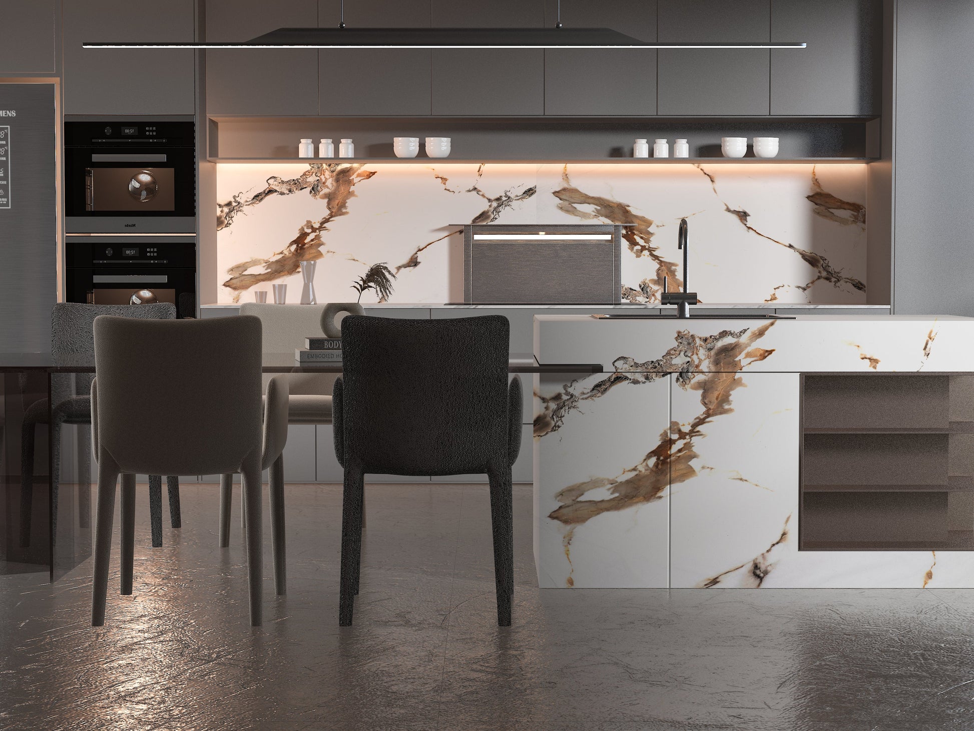 PVC 3D Marble Sheet Ethereal Blush. New Era Wall Panels. Kitchen Design From PVC Marble Sheets