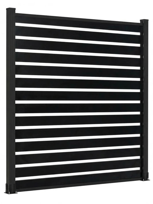 6 ft x 6 ft semi privacy aluminum open slat fence panel kit with post modern outdoor fencing