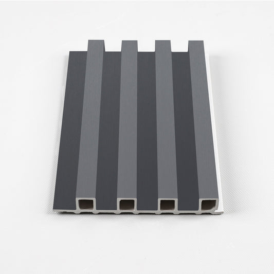 Silver Gray Metallic WPC Fluted 3D Wall Panels. New Era Wall Panels