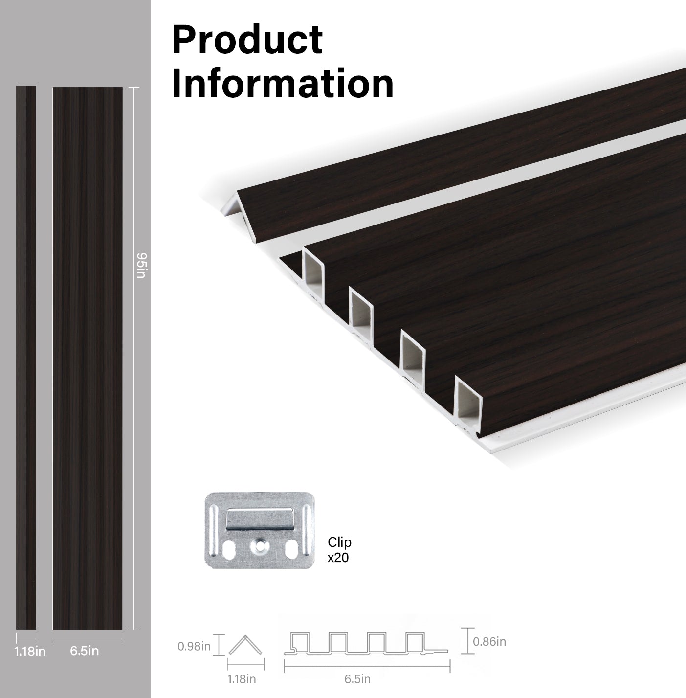 Walnut Ink WPC Fluted 3D Wall Panels Specifications. New Era Wall Panels