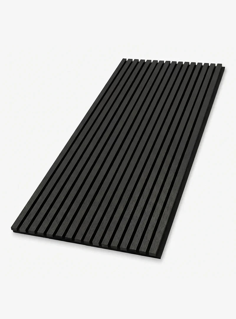 Wood Slat Acoustic Panels Sample Box panel in a solid black finish