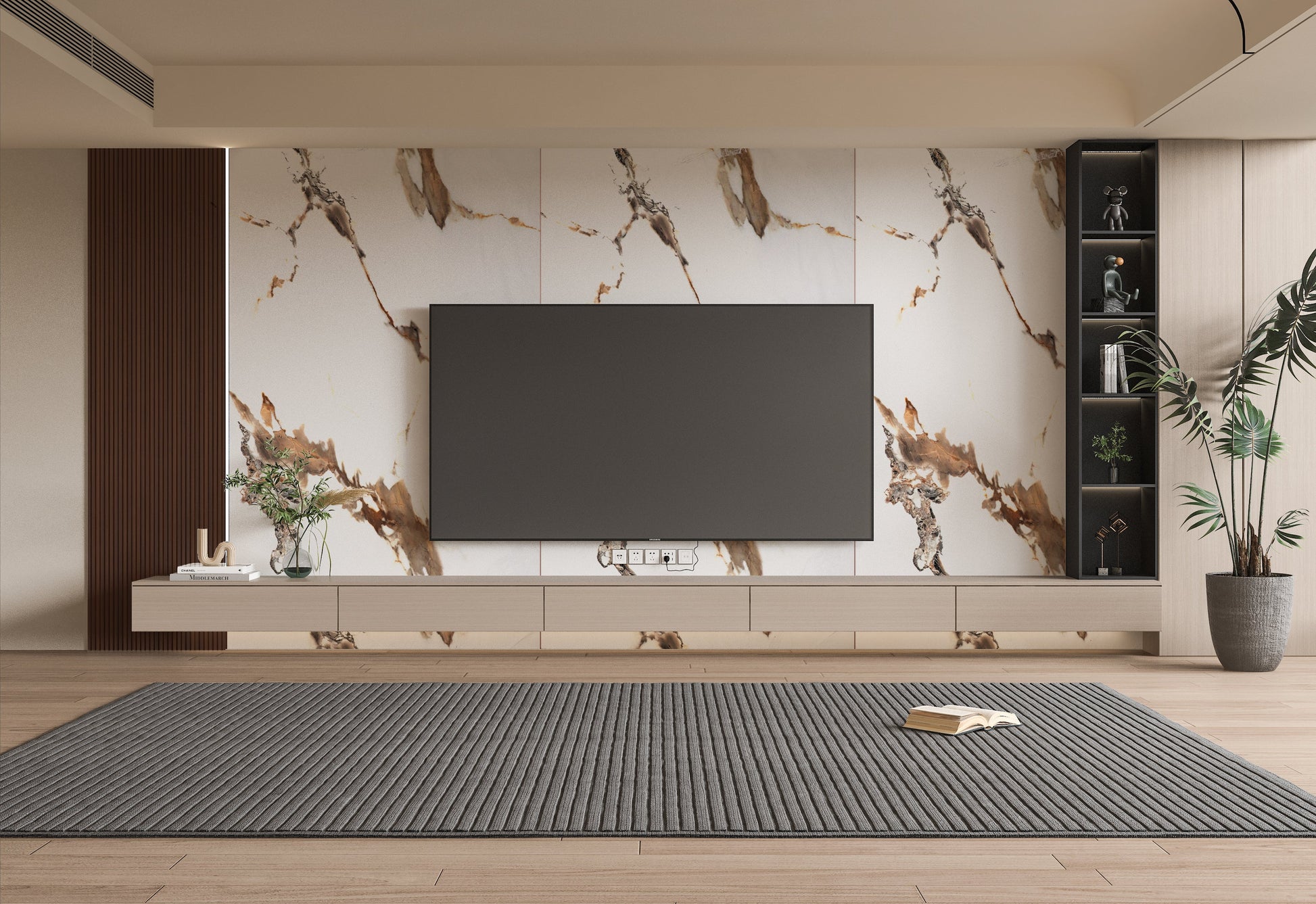 PVC 3D Marble Sheet Ethereal Blush. New Era Wall Panels. Tv Wall Design