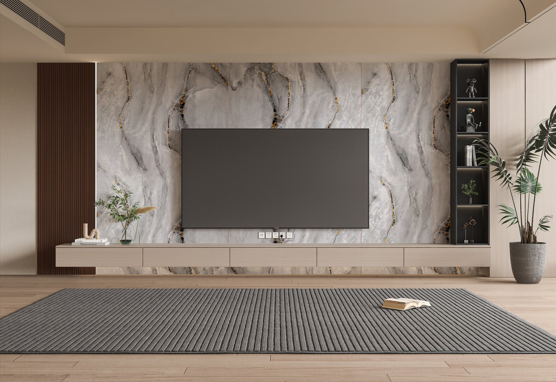 PVC 3D Marble Sheet Golden Mirage. New Era Wall Panels. Living Room  With PVC Marble Sheets Design