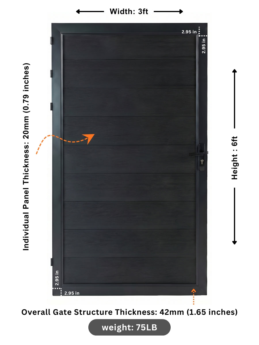 3ft x 6ft Composite Fence Gate – WPC Privacy Gate | Walnut, Black