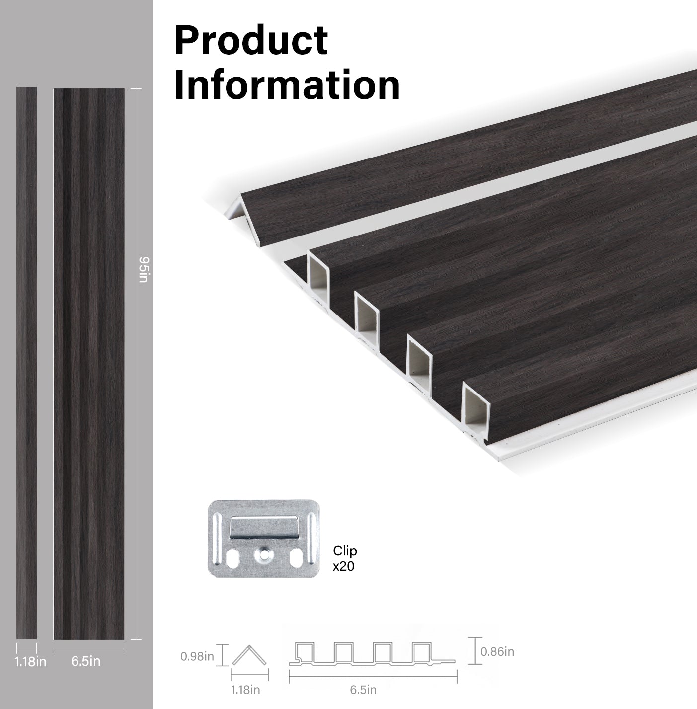 Dark Smoky Oak WPC Fluted 3D Wall Panels Specifications. New Era Wall Panels