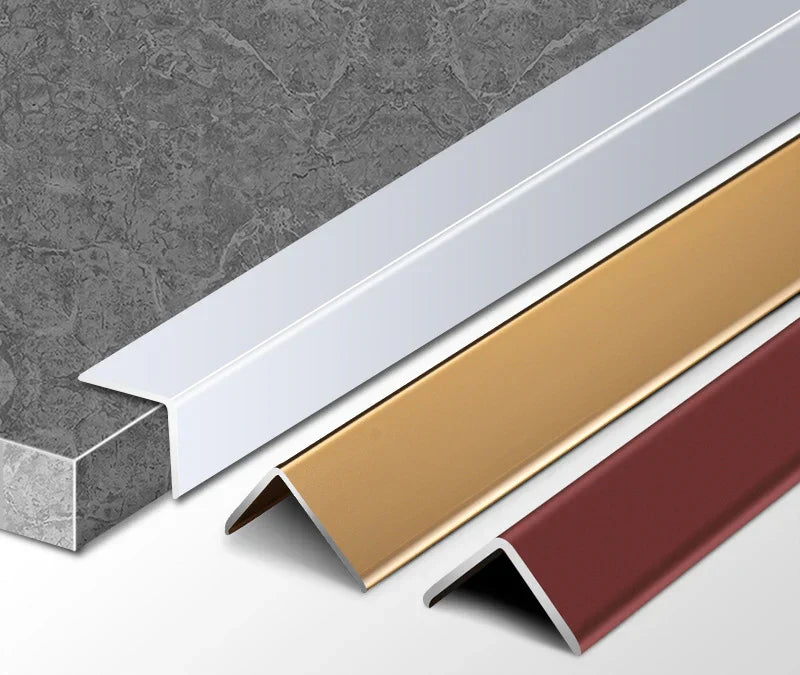 Aluminum wall panel L cap trims in white, gold, and bronze finishes, designed for clean edge protection and a modern decorative finish on wall panel installations