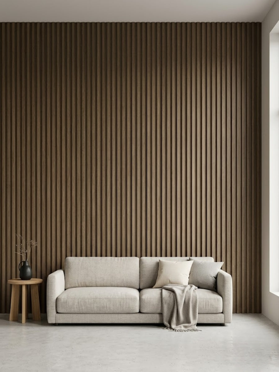 WPC fluted wall panels royal oak color for modern home