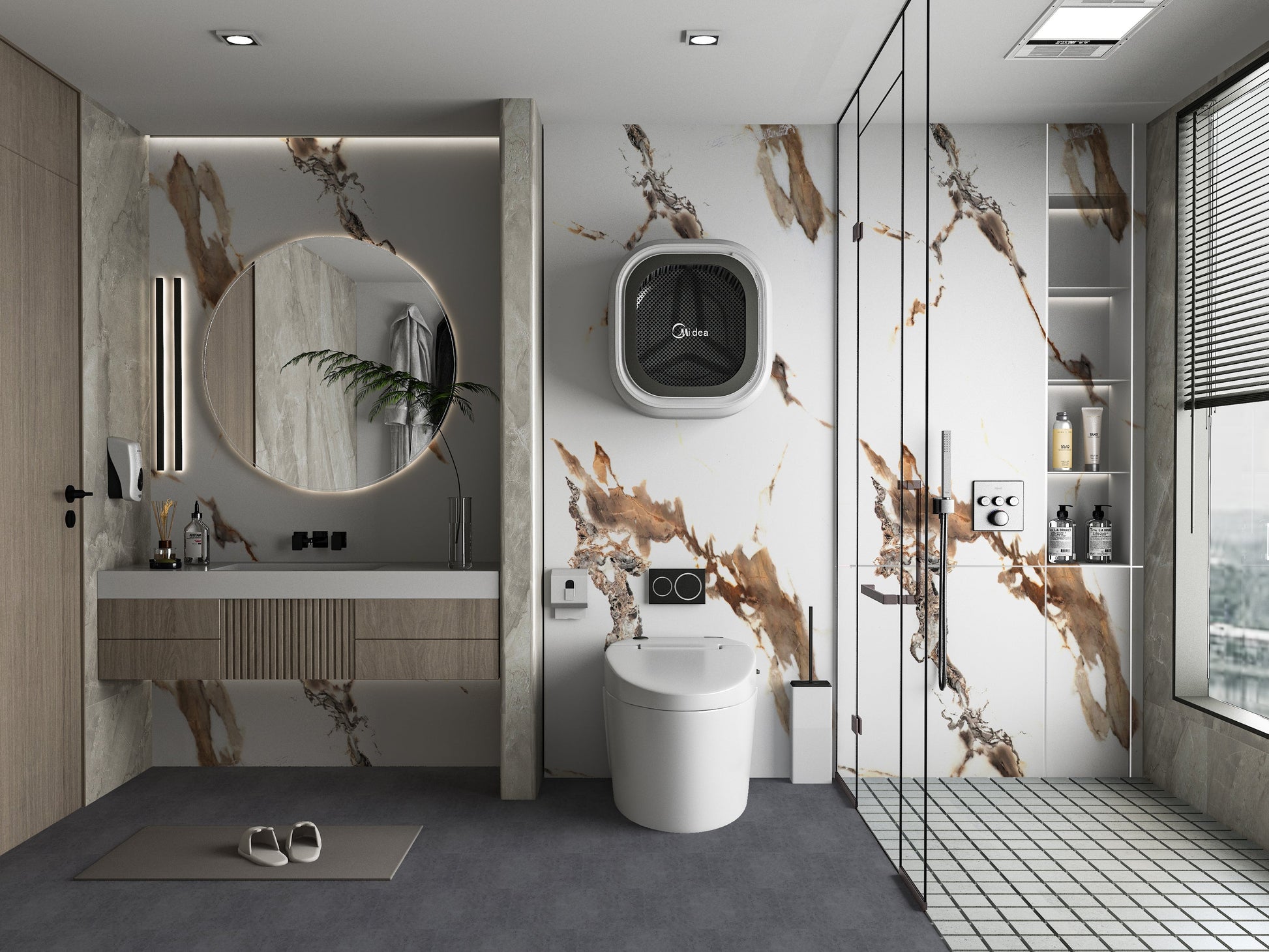 PVC 3D Marble Sheet Ethereal Blush. New Era Wall Panels. Bathroom Design From PVC Marble Sheets