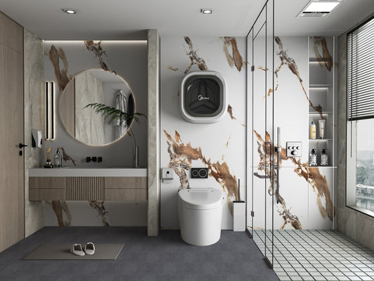 PVC 3D Marble Sheet Ethereal Blush. New Era Wall Panels. Bathroom Design From PVC Marble Sheets