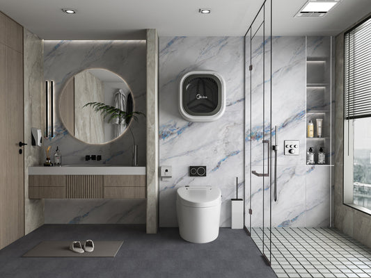 PVC 3D Marble Sheet Bluewave. New Era Wall Panels. Bathroom Design From PVC Marble Sheets