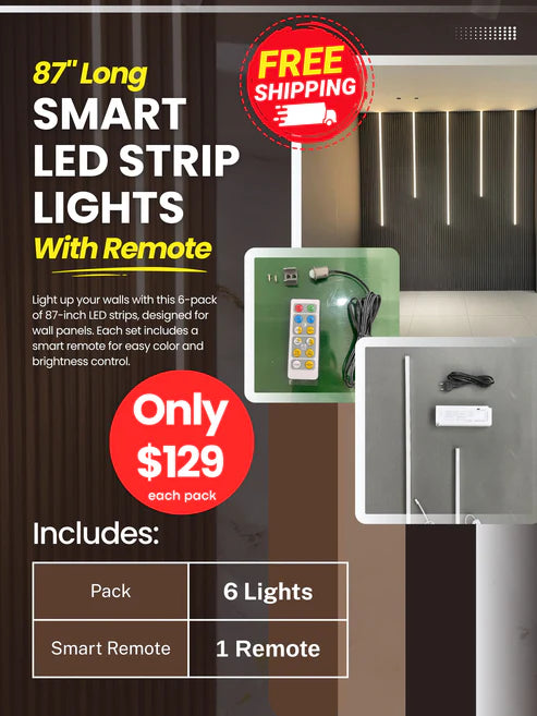 6-Pack 87" Smart LED Strip Lights with Remote
