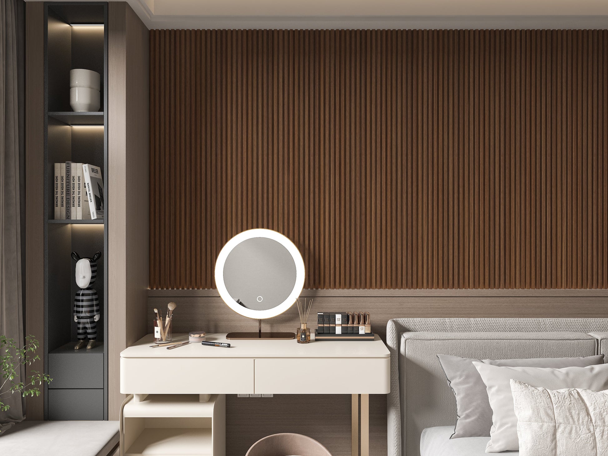 Midnight Elm WPC Fluted 3D Wall Panels. New Era Wall Panels. Bedroom Wall Design