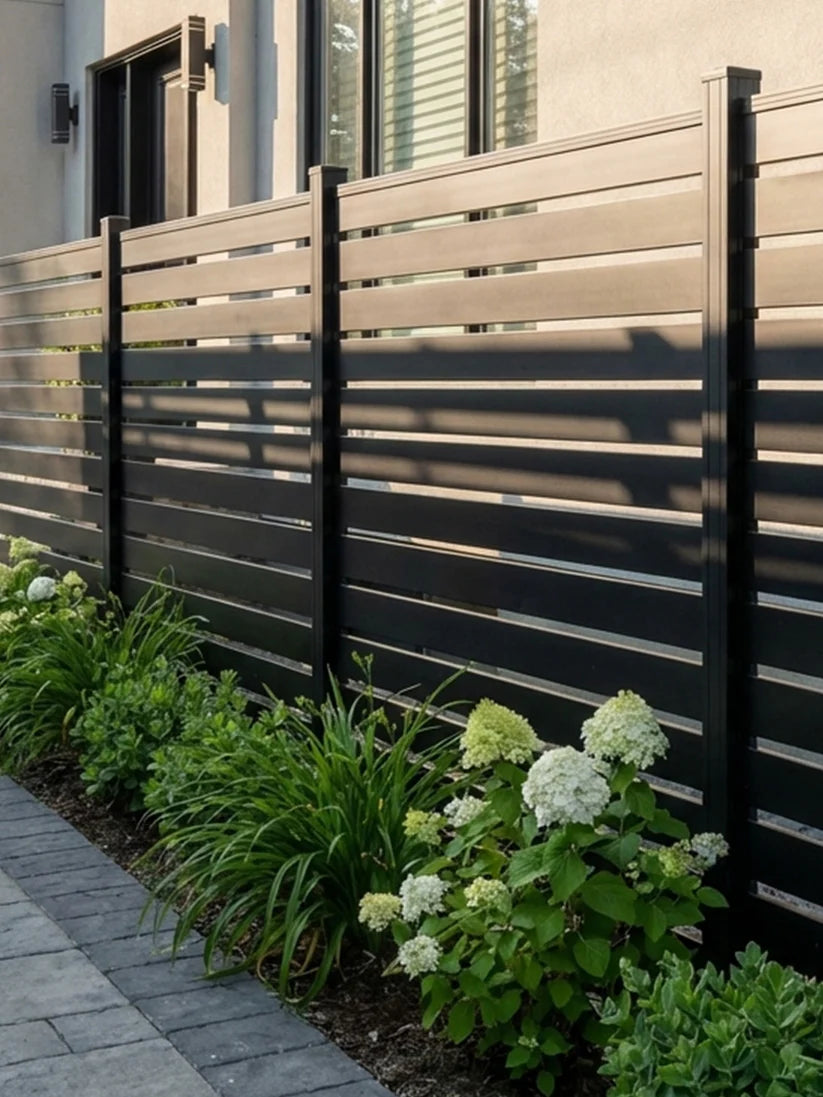 6x6 aluminum open slat fence panel kit with post partial privacy outdoor fence