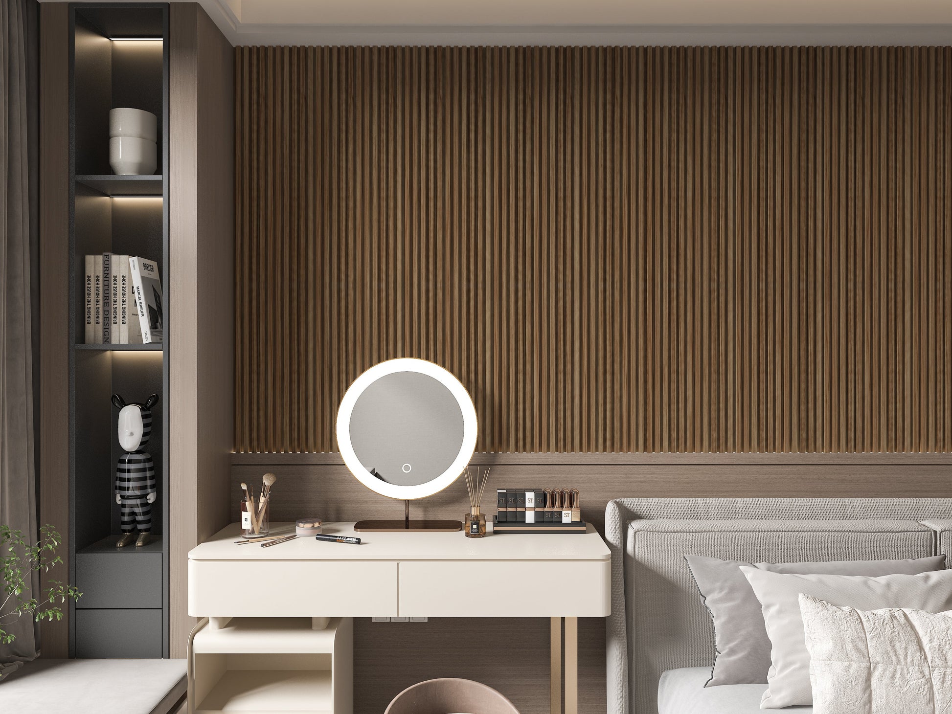 Rustic Maple WPC Fluted 3D Wall Panels. New Era Wall Panels. Bedroom Wall Design