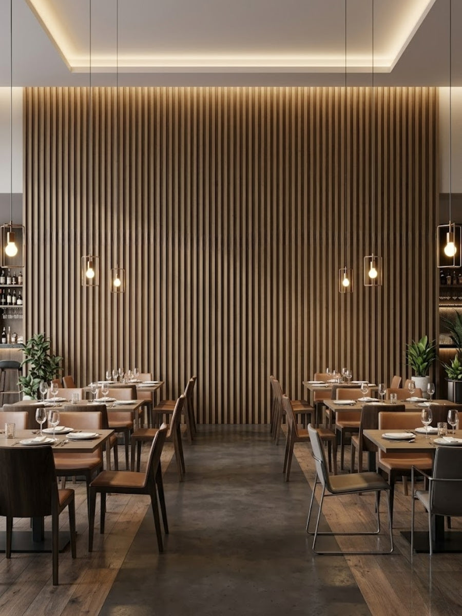 decorative fluted wall panels for cafe and restaurant walls