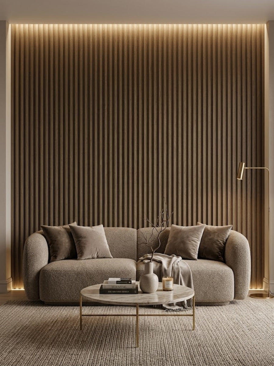 royal oak WPC fluted panels accent wall modern home decor