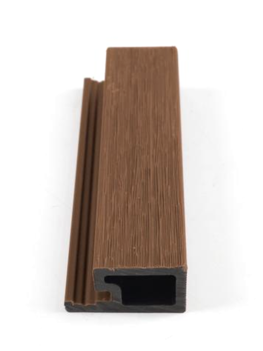 Brown Composite Cladding Exterior Edge Trim with Wood Grain Texture