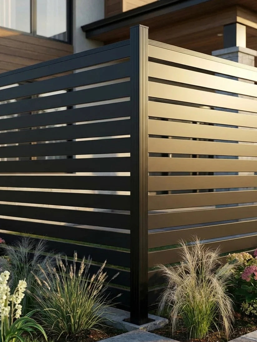 powder coated aluminum semi privacy fence panel rust resistant modern exterior design