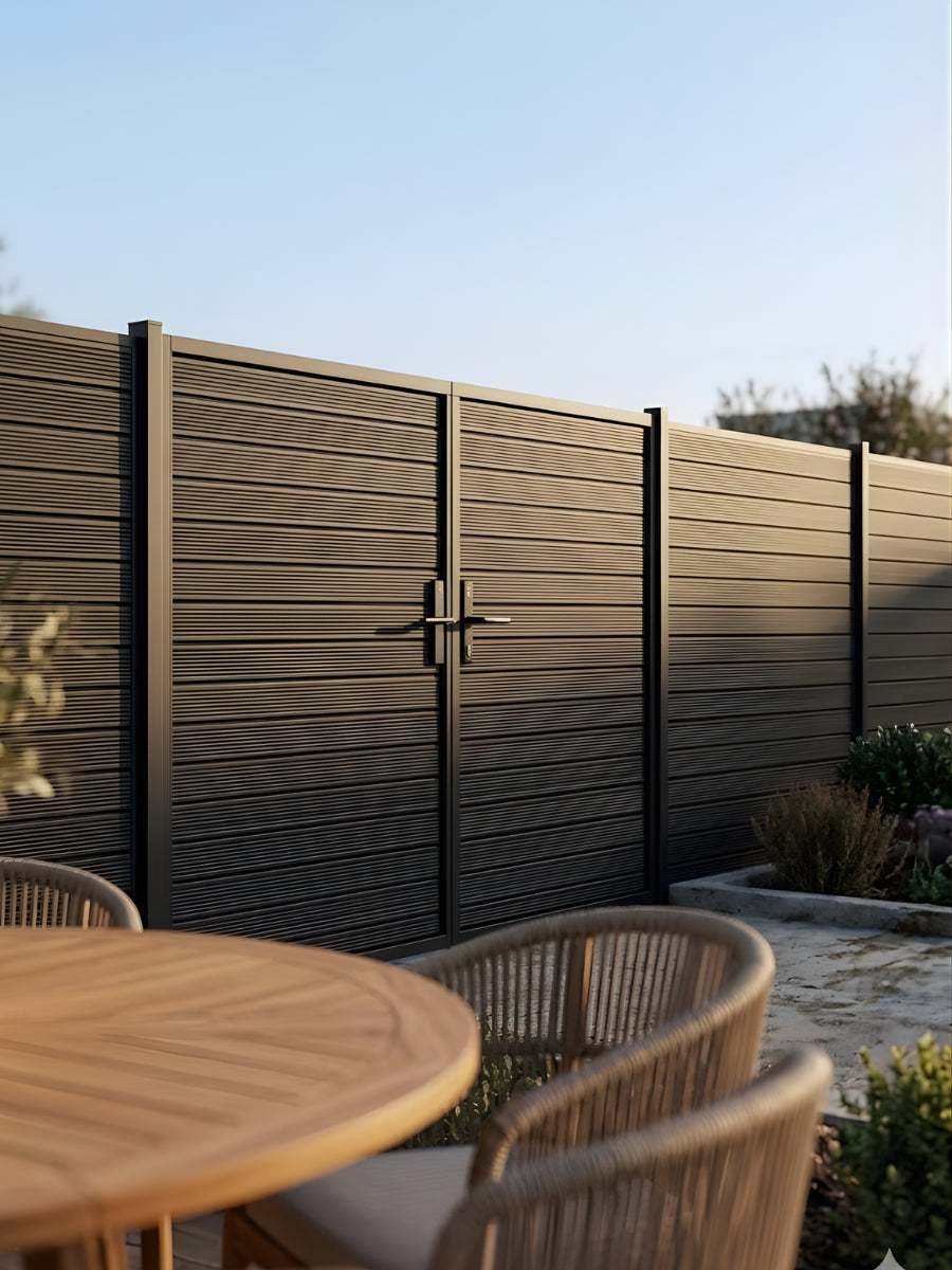 10 ft x 6 ft Black Aluminum Privacy Gate | Heavy Duty Double