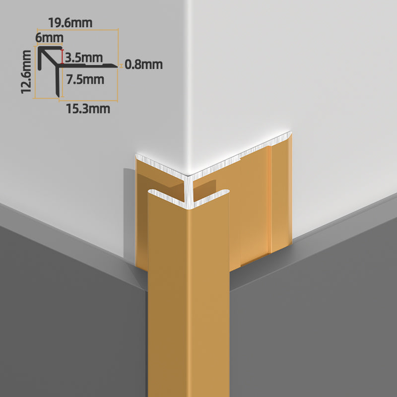 Outside corner aluminum edge trim for wall panels