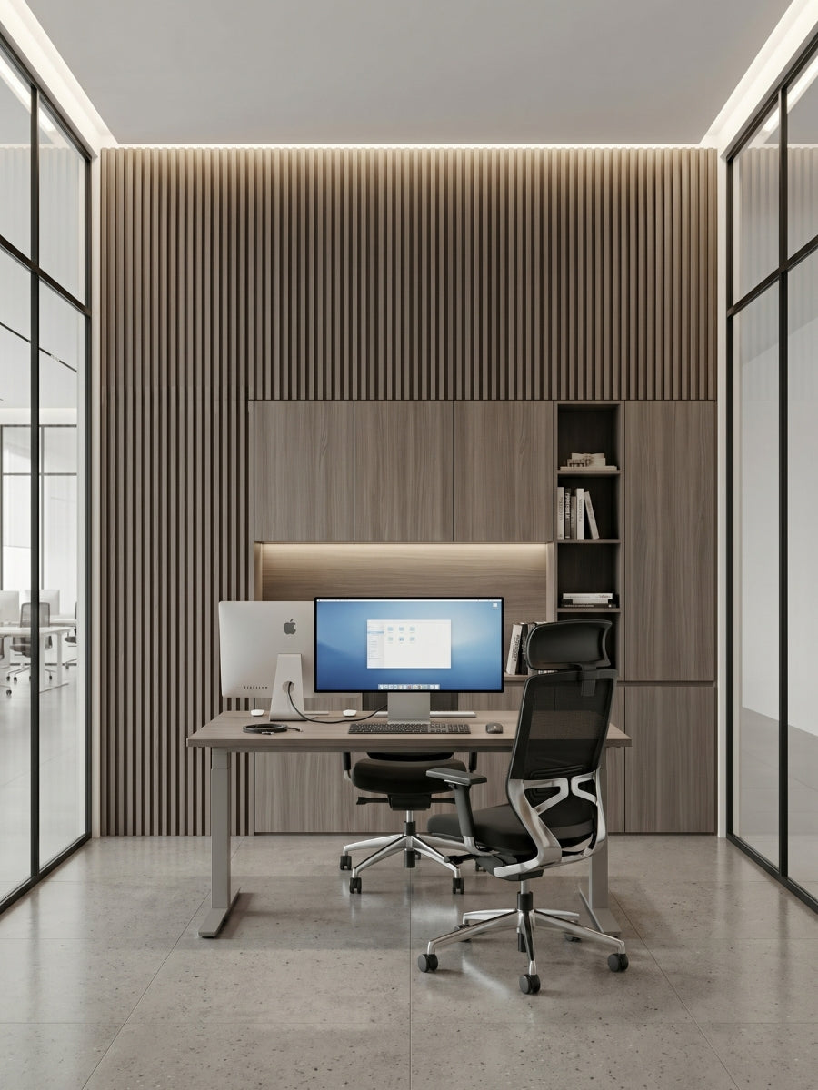 Ask Wood WPC Fluted Wall Panels for Modern Office Room Interiors