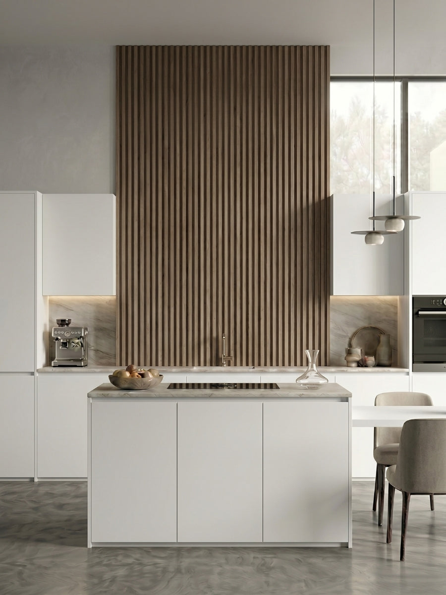 Ask Wood WPC Fluted Wall Panels for Contemporary Kitchen Interiors