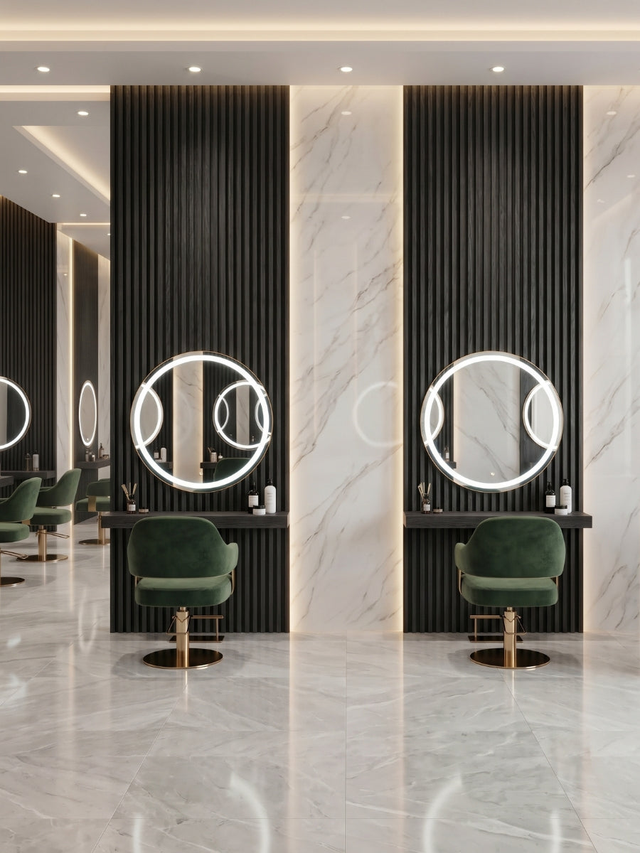 Blackwood WPC Fluted Wall Panels for Luxury Beauty Salon Interior