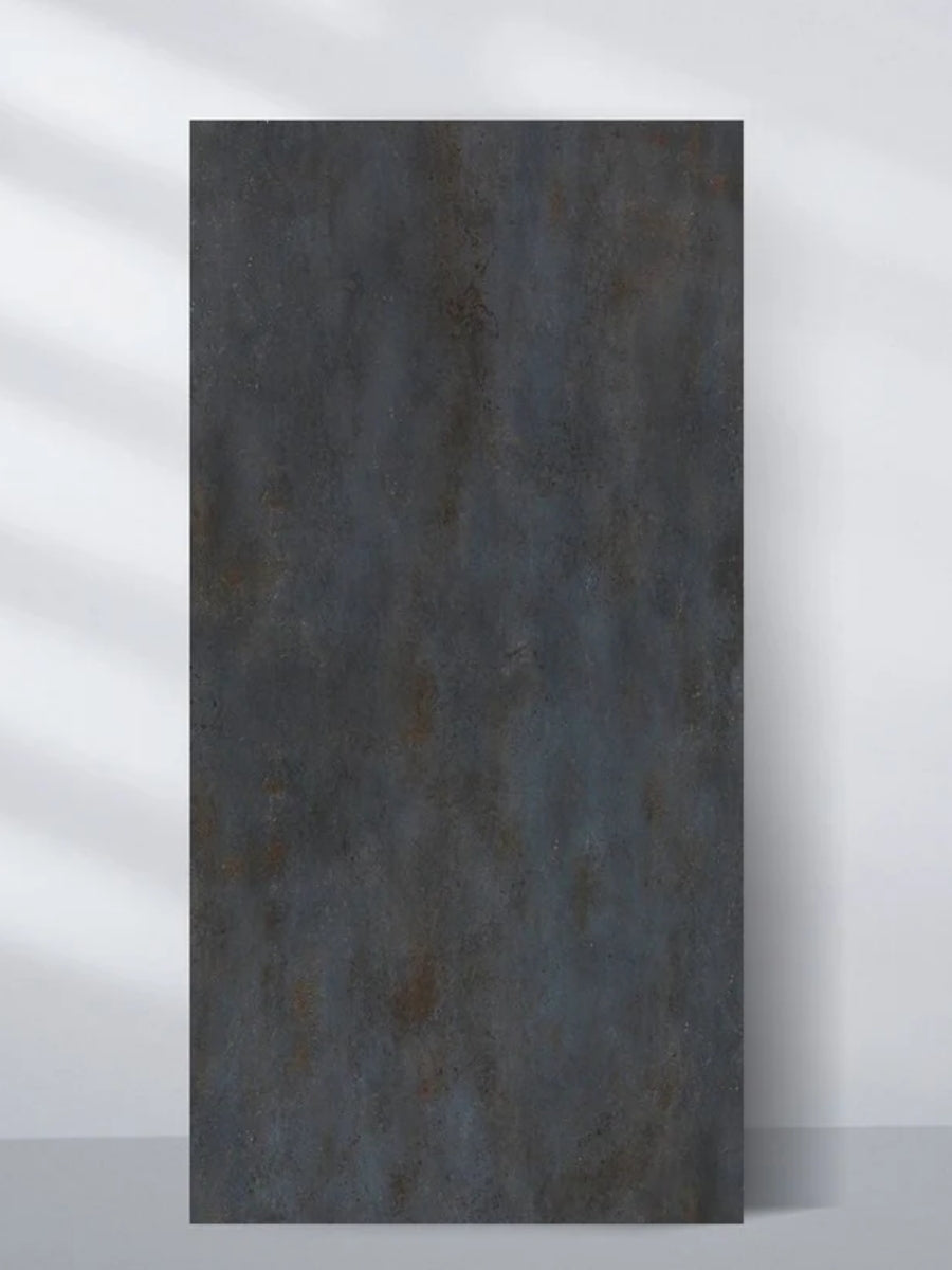 Single dark charcoal PVC stone panel with a rough, mottled finish