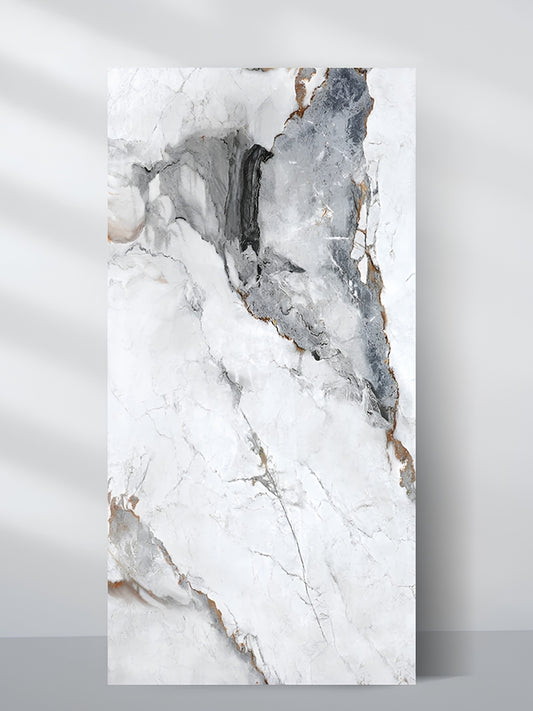 Gray Brown Veined Marble UV Protected PVC Wall Panel - 4x8 ft, Fireproof & Waterproof, (32 sq. ft)
