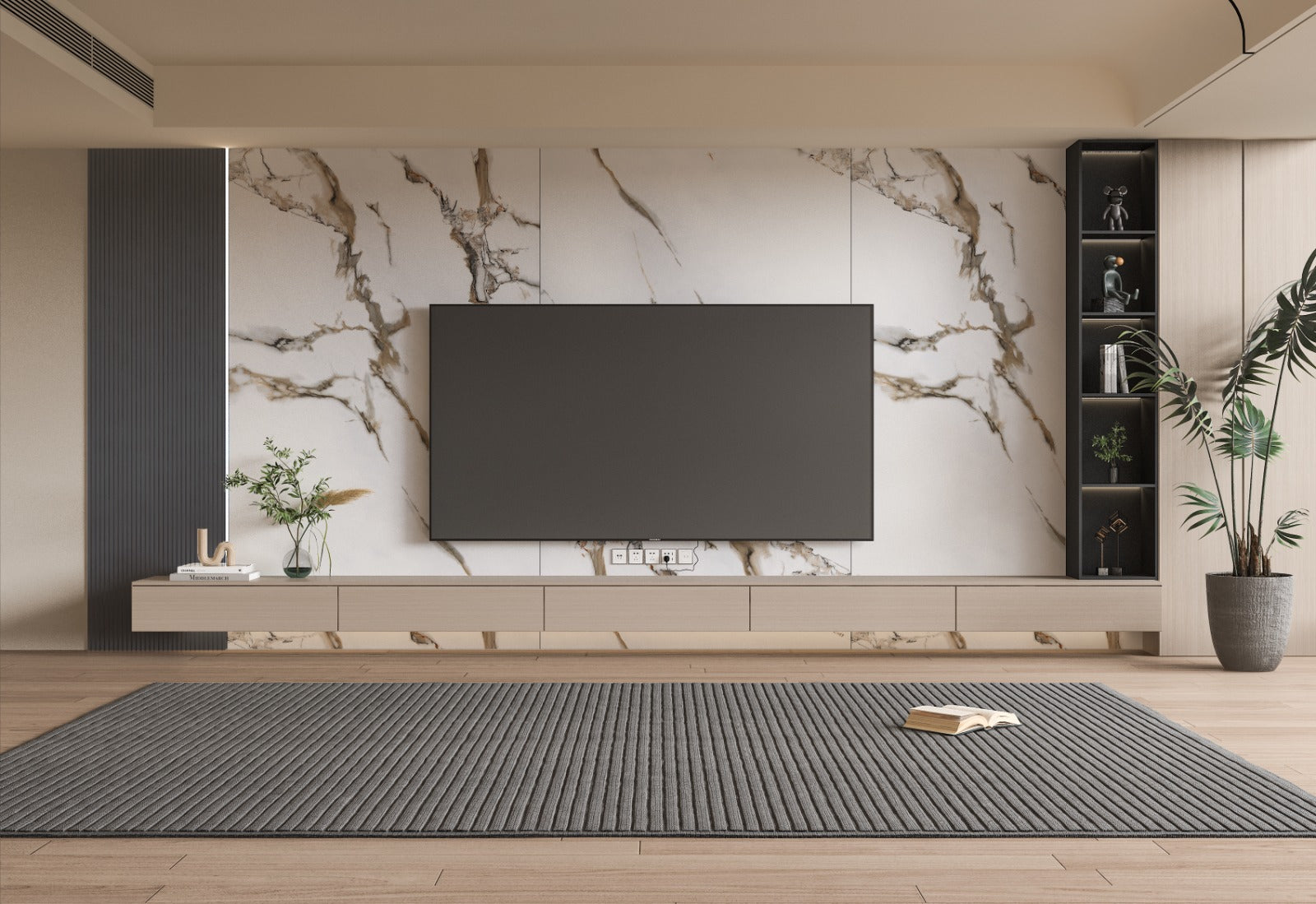 Ethereal Blush Marble UV Protected PVC Wall Panel - TV Wall Panel Design